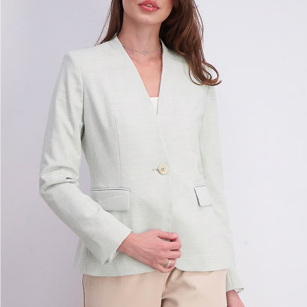 NWT Dkny Green Blazer with Tailored Silhouette and Notched Lapels Women’s 18